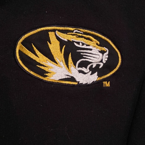 Men’s 1/4 Zip Mizzou Sweatshirt, Grey on Collar, XL, Black with Gold writing. - Picture 3 of 9